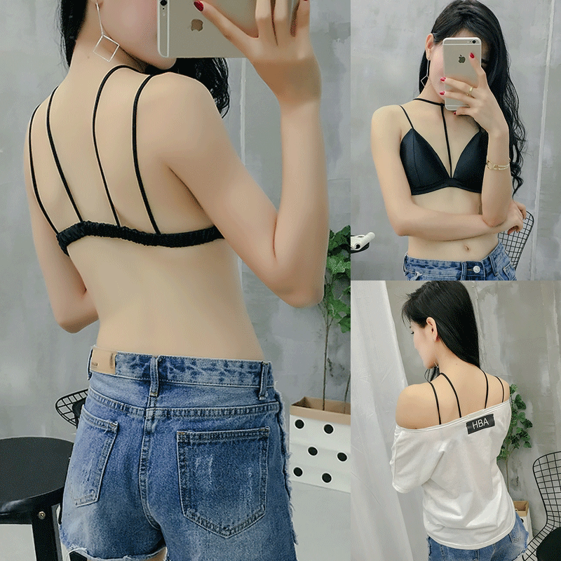 Real shot s/s Highly recommended European and American fashionable Choker style halter neck black Bra
