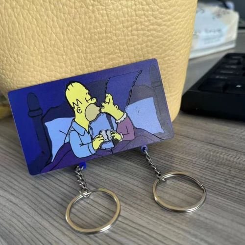 Simpsons Keychain Refrigerator Magnet Personalized Creative Cute Couple Cartoon Keychain Pendant