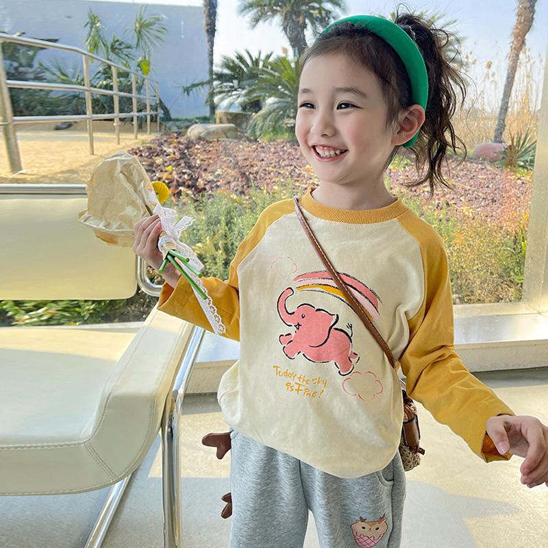 Girls T-shirt long-sleeved autumn 2023 new children's clothing autumn clothes baby girl autumn bottoming shirt top T