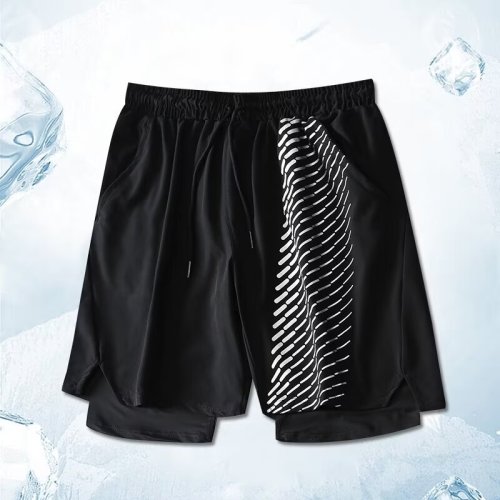 Ice silk sports shorts men's summer 2024 new American retro five-point medium pants quick-drying sports basketball beach pants