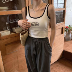 Actual shot and real price 2023 new BM style color-blocked square collar suspender with lettering and versatile sports vest for inner wear and outer wear