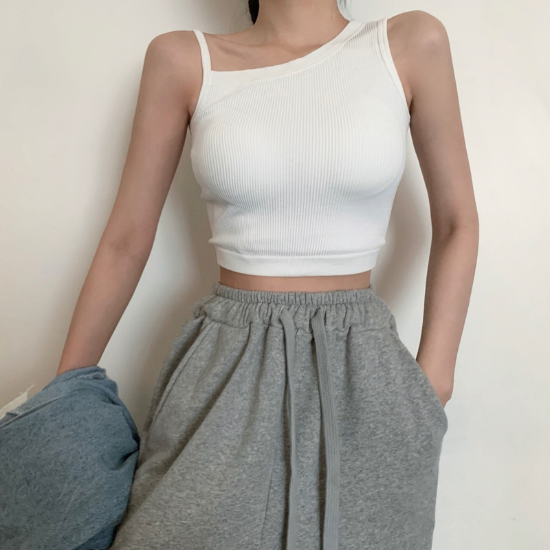 chic Hong Kong style fashionable personality irregular design ice silk camisole summer new sexy bottoming top
