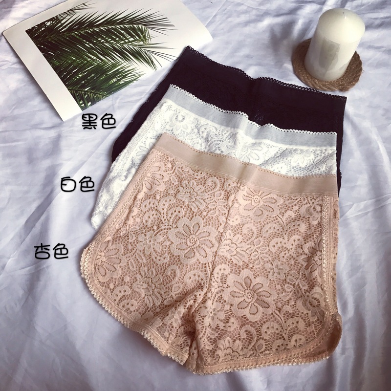 Real shot, good quality ~ Korean style lace double layer anti-exposure bottoming safety pants for women to wear outside safety pants