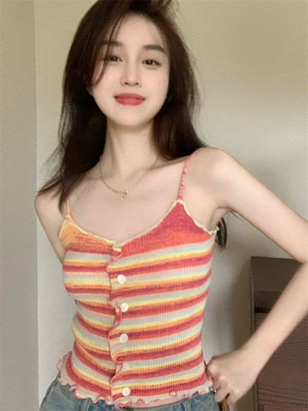 Fungus short camisole for women summer new design sweet hottie high waist slim sexy tube top