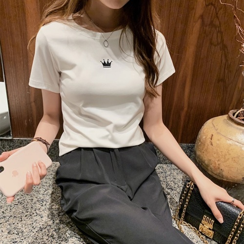 Actual price official picture imitation cotton 95% polyester 5% spandex 2020 summer new slim short-sleeved T-shirt