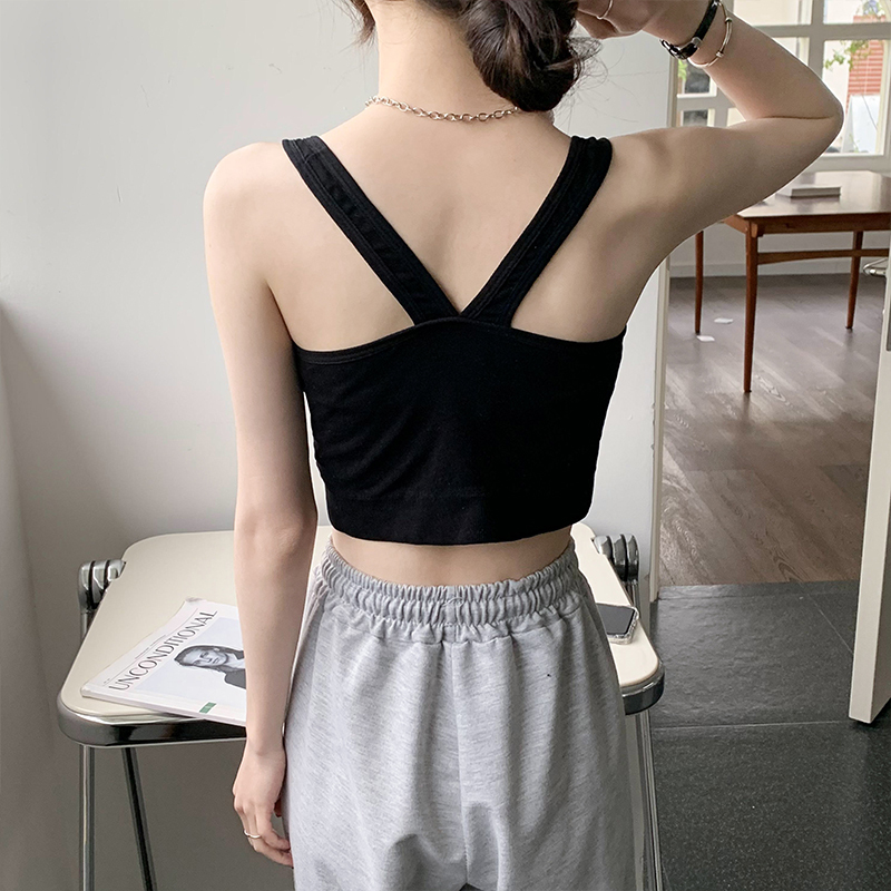 實拍 自帶胸墊一體成型內衣背心女短款修身百搭打底衫