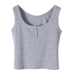 Actual shot of niche basic workwear vest for women solid color ribbed versatile top vest