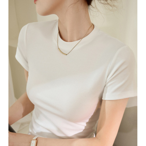 High-end short-sleeved T-shirt for women summer 2024 new tight-fitting versatile slimming bottoming shirt top