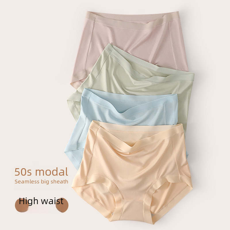 High-waisted Modal women's underwear women's pure cotton antibacterial crotch seamless breathable high elastic large size triangle shorts 5-piece set