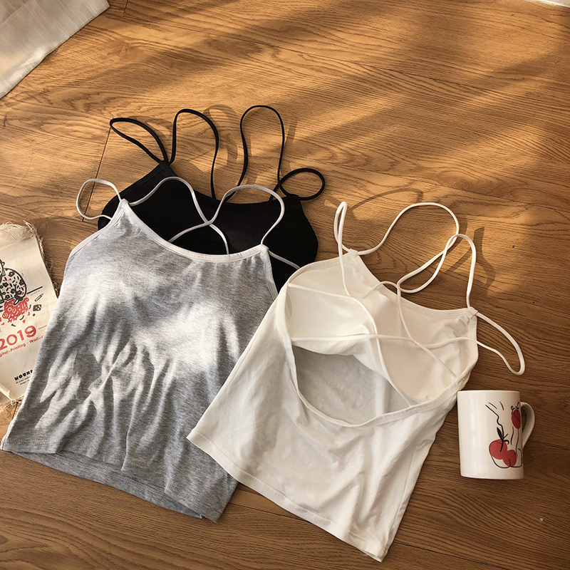 Real shot of the new modal sexy cross backless slim suspender for women to wear with breast pads