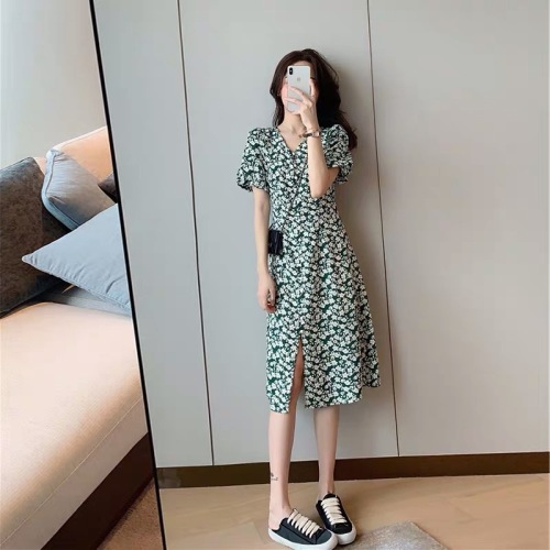 Spring and summer new style petite gentle style sweet and salty French floral dress women's long skirt