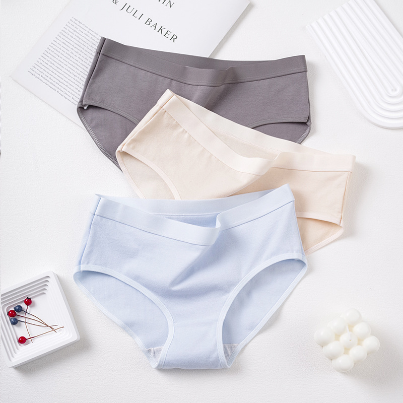 Women's underwear large size pure cotton underwear women's solid color mid-waist seamless student briefs girl underwear 10-piece set