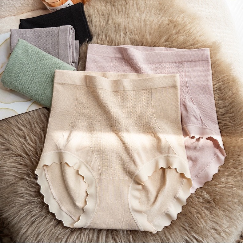 High-waisted silk tummy-controlling women's underwear mulberry silk antibacterial bottom seamless naked feeling breathable butt-covering butt-lifting briefs 6-piece set