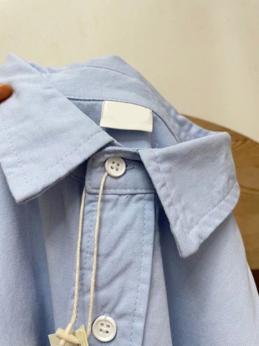 Pure cotton blue shirt, worn alone and layered, loose shirt, solid color jacket, couple wear, spring and autumn tops, trendy clothes