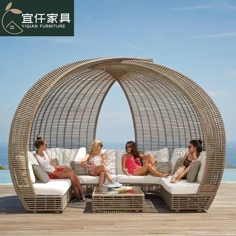 Outdoor rattan sofa combination hotel pool B&B courtyard bed villa garden rooftop creative outdoor furniture