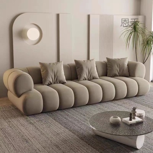 s!  American light luxury fabric sofa straight row retro modern living room new internet celebrity caterpillar designer cream style