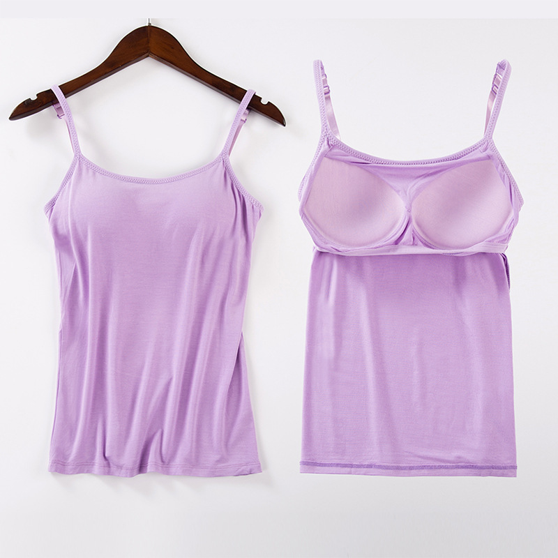Modal women's wire-free all-in-one camisole with chest pads upgraded version yoga bottoming shirt underwear 4-piece set