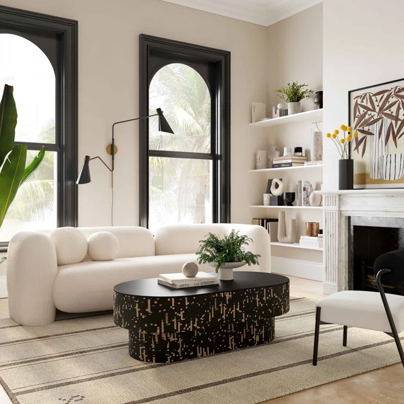 Italian minimalist sherpa living room large sofa modern Nordic light luxury straight row designer clothing store reception sofa
