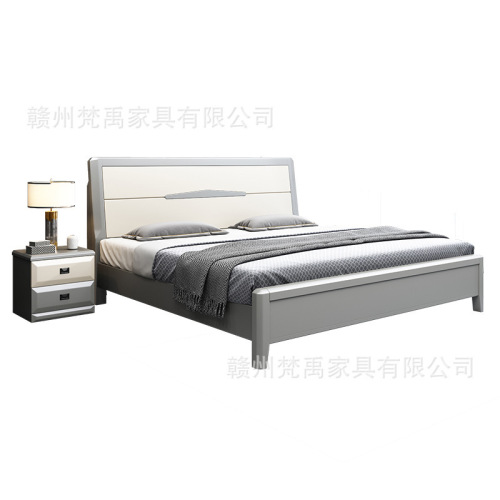 Light luxury modern simple all solid wood bed 1.8 meters master bedroom double bed wedding bed size apartment 1.5 meters storage furniture