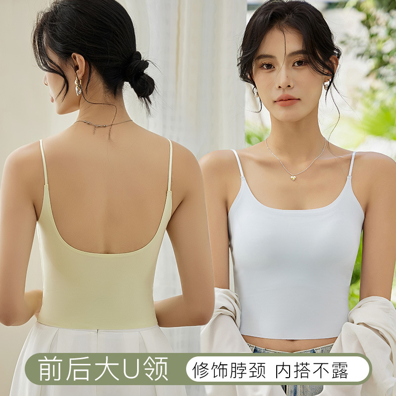 Thin camisole women's summer thin outer wear with chest pad all-in-one anti-exposure beautiful back tube top with inner layering top