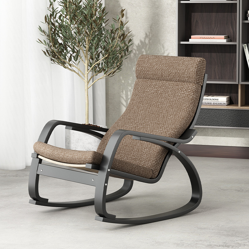 Rocking chair adult recliner balcony home leisure chair lazy sofa living room light luxury Chinese solid wood Poang