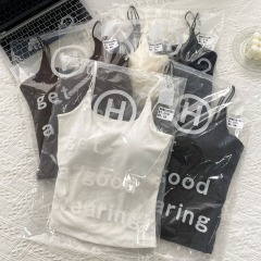 5-piece set of beautiful back all-in-one cup pure cotton vest with breast padding, versatile American style small suspender women's inner wear, slim fit bra with breast padding