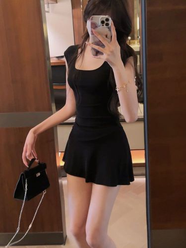 】Threaded polyester】(Free version on all platforms) Korean style pure lust hottie short-sleeved sexy dress for women