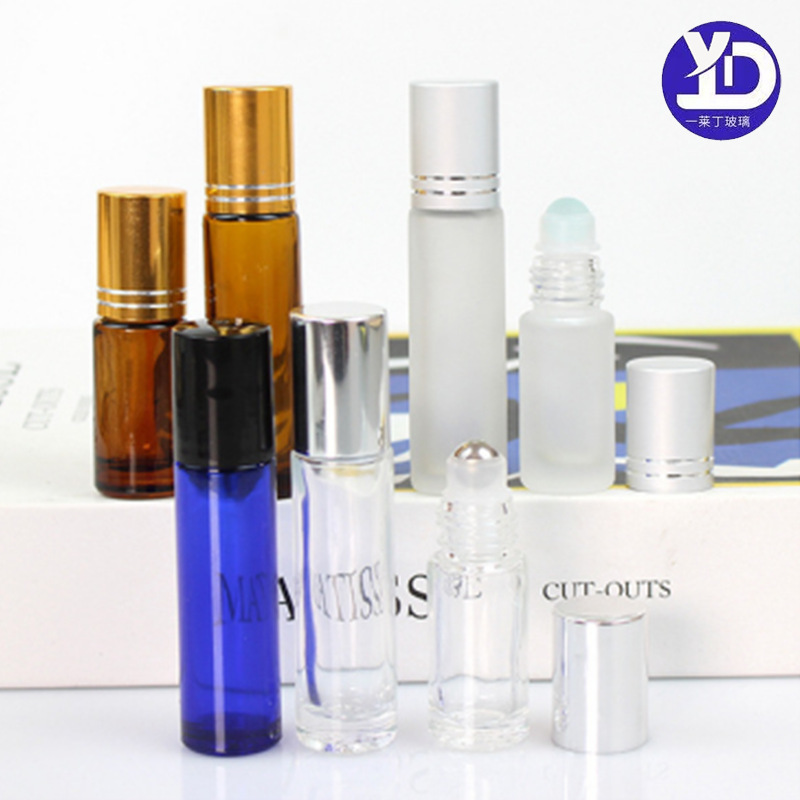 Transparent frosted roller-ball bottle, resistant to light, frosted material, good sealing, brown blue 10ml
