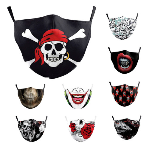 European and American best-selling masks for festivals, skulls, clowns, digital printing, adult creative double-layer dust-proof life