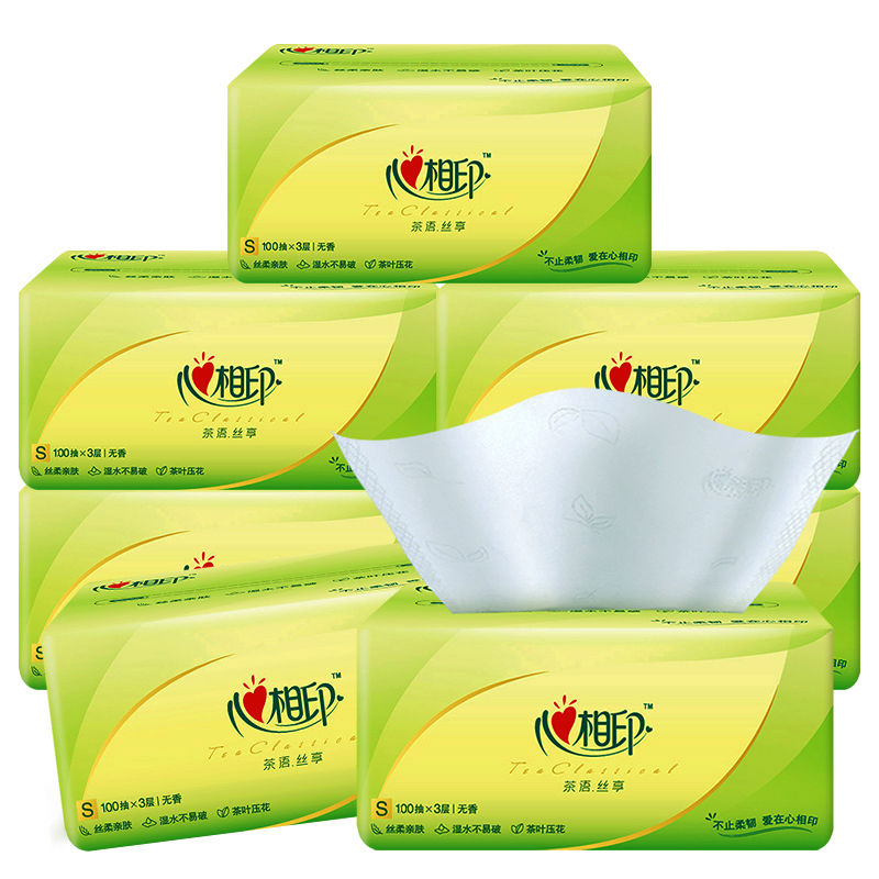 Xinxiangyin Tea Silk Enjoying Paper 100 Draws 3-layer Toilet Paper Facial Tissue Paper Toilet Paper Napkin Dormitory Household