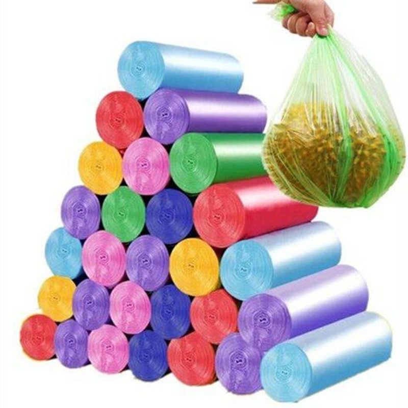 500 pieces thickened flat mouth colorful garbage bags point-break portable home office black large plastic bags