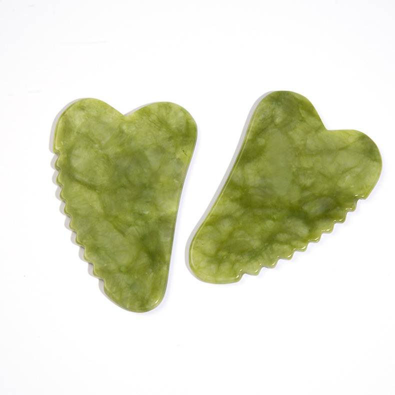 Jade scraping board wholesale facial green phoenix jade whole body universal Xiuyan jade heart-shaped scraping blade serrated scraping board