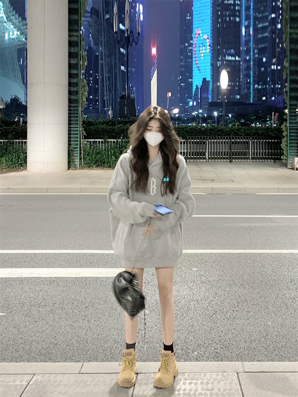 Actual shot, real price #Autumn and winter new American college style loose lazy letter print casual hooded sweatshirt for women