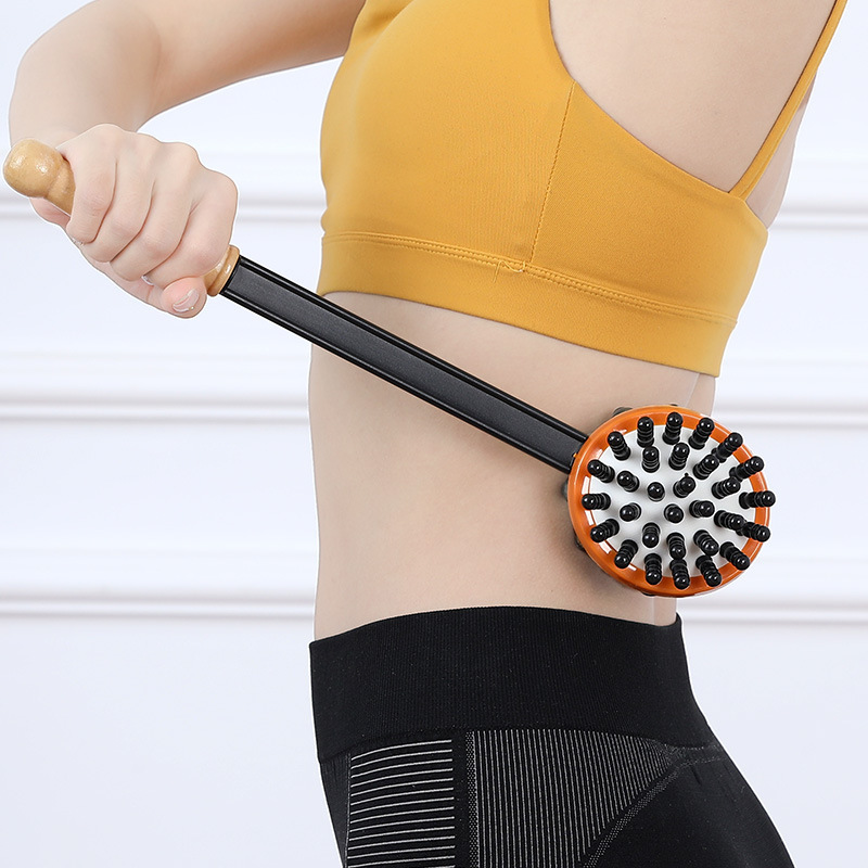 Hand-held back-beating artifact, massage hammer, wooden meridian massage stick, slaps neck and shoulders, back, hammer shoulder fitness