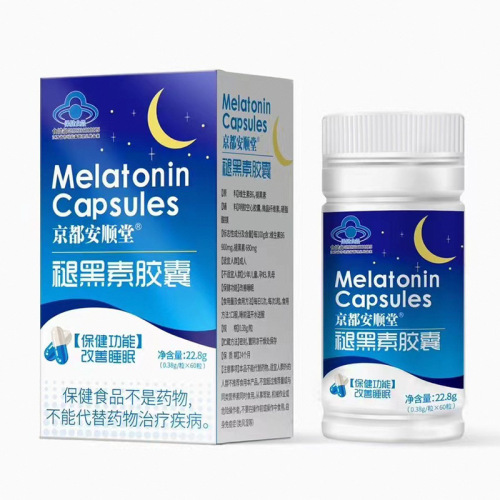 Melatonin capsules for staying up late, insomnia and dreamy health care products to improve sleep, vitamin b6 high content melatonin capsules