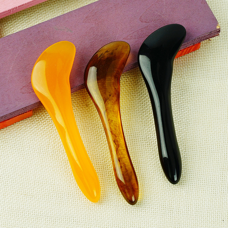 Resin beeswax massage stick, facial slapping and scraping, beauty point acupuncture point 7-shaped knife-shaped muscle-relaxing meridian