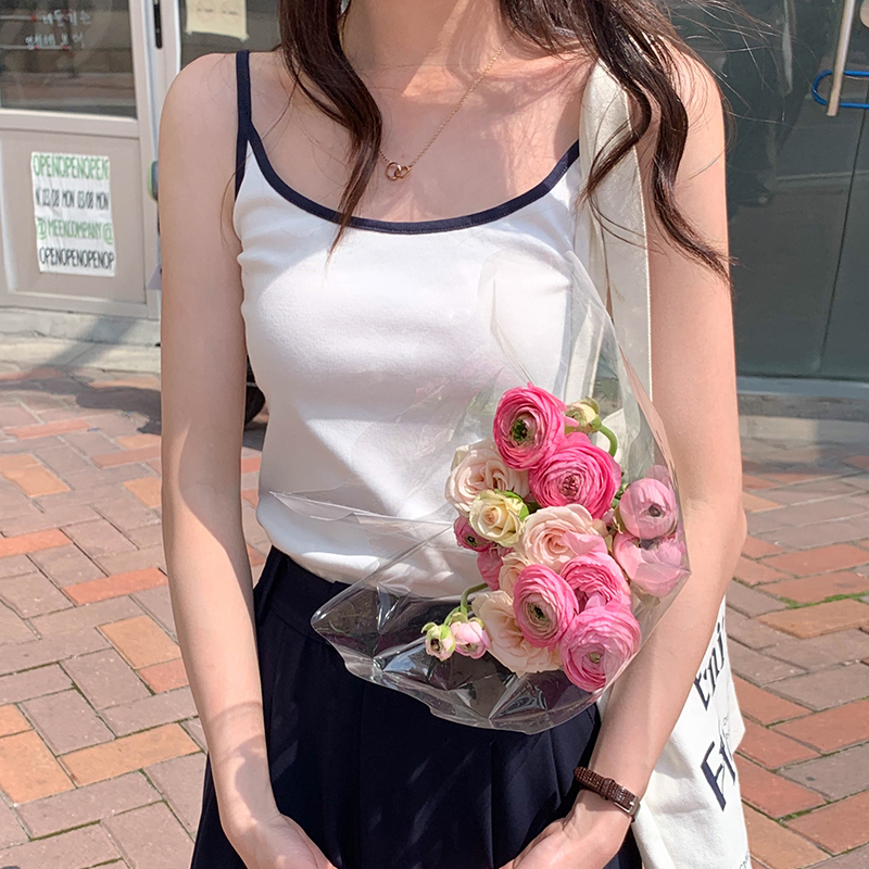 Real price, real shot, spring and summer 2024 new style, contrasting colors, sexy inner wear, hot girl suspenders, women's sports bottoming vest