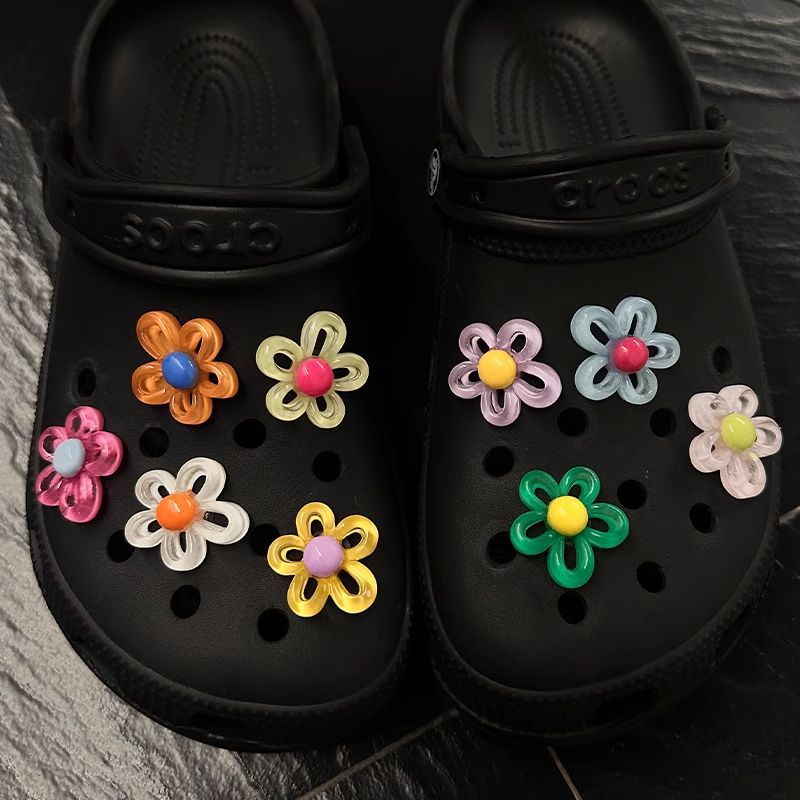 Hollow transparent jelly three-dimensional flower hole shoe buckle diy removable summer dopamine shoe flower upper