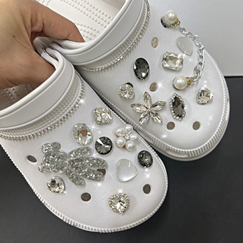 [Stick and ship] New Crocs Shoes Accessories Buckles Shoes Flower Shoes Buckle Shoes Ornaments Rhinestone Set Wholesale DIY