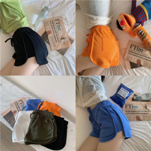 New summer Korean style sports shorts for women high waist sports hot pants solid color student casual shorts for women