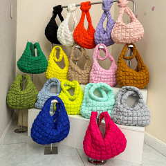 Korean new pleated cloud bag women's niche down jacket bubble bag large capacity commuter crossbody bag tote bag