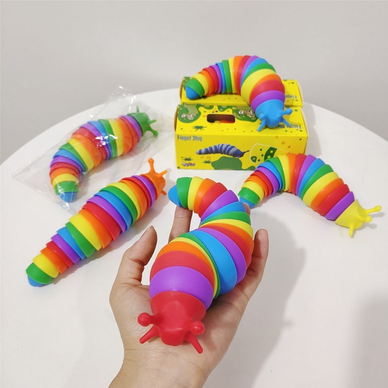 Children's stress relief toys Rainbow 18cm caterpillar tentacle slug children's creative luminous toy stall