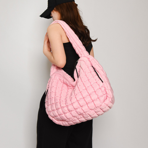 Foreign trade wholesale large pleated cloud bag for women Korean version L size tote bag large capacity crossbody cotton coat bag shoulder bag