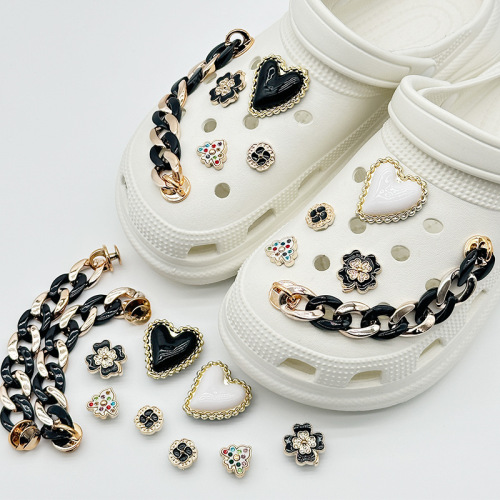 Croc shoe accessories diy shoe buckle fashion love metal chain set upper decoration removable shoe flower
