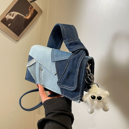 Fashionable denim stitching crossbody bag women's bag niche versatile casual shoulder bag high-end this year's new handbag