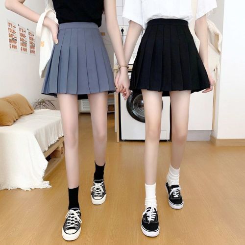 Khaki pleated skirt short skirt women's spring and summer new skirt new high-waisted A-line skirt slimming and anti-exposure