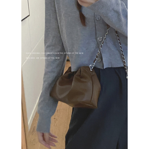 Niche versatile ins bag women's new fashion retro bucket bag Korean high-end chain crossbody bag