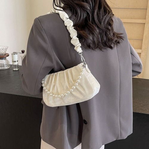 French niche texture handbag women's bag 2024 new pleated small square bag versatile single shoulder crossbody bag