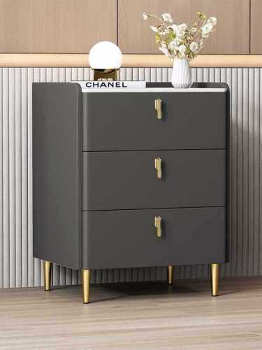 New simple modern bedside table for home bedroom 60cm high bedside table light luxury Italian solid wood slate storage cabinet