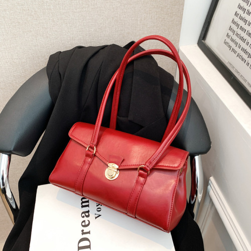 Retro high-end underarm document tote bag for women 2024 new fashion simple commuter shoulder bag